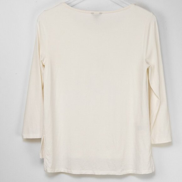 Ann Taylor Beaded Crepe Top Crystal Embellished Blouse Cream Size XS - Picture 2 of 7